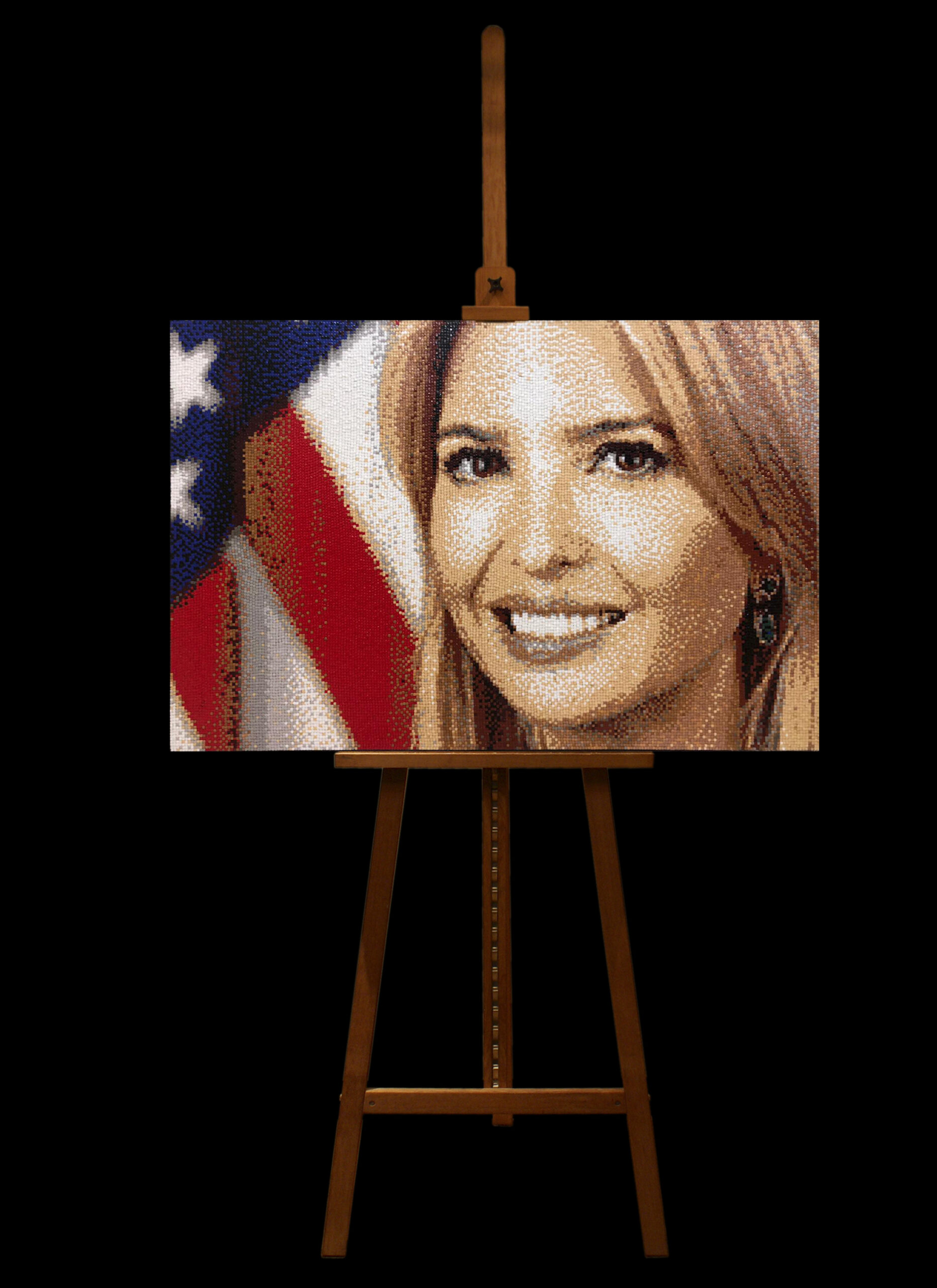 Ivanka sobre caballete y fondo negro